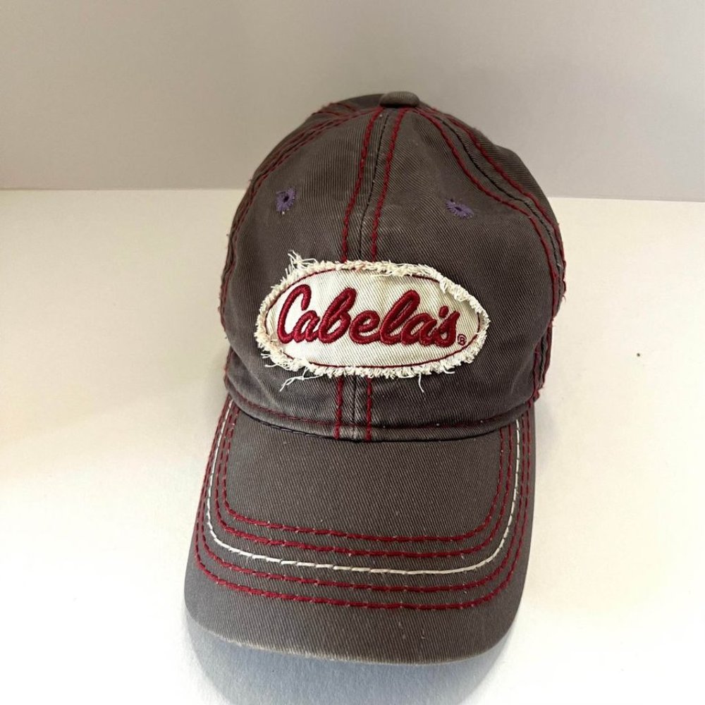 Cabela’s Youth Distressed Oval Patch Hat/Cap Grey/Red